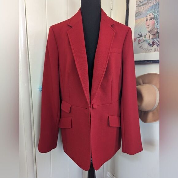 Talbots Wool Cozy Office Preppy Blazer Jacket 16 Capsule Academia Tomato Girl - Picture 1 of 9